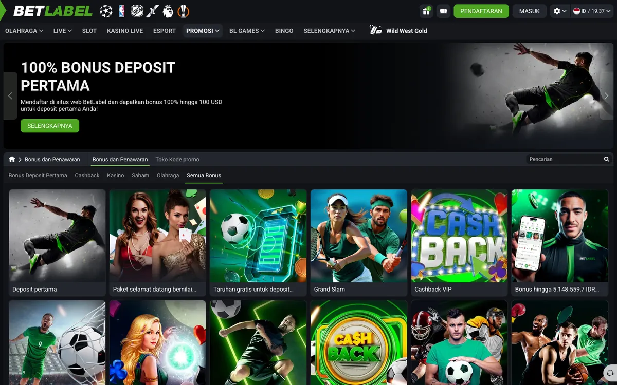 BetLabel Casino — Promotions, captured from Indonesia
