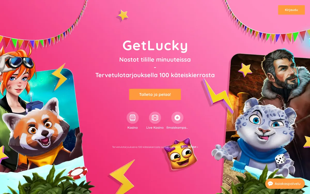 GetLucky Casino — Home page, captured from Finland
