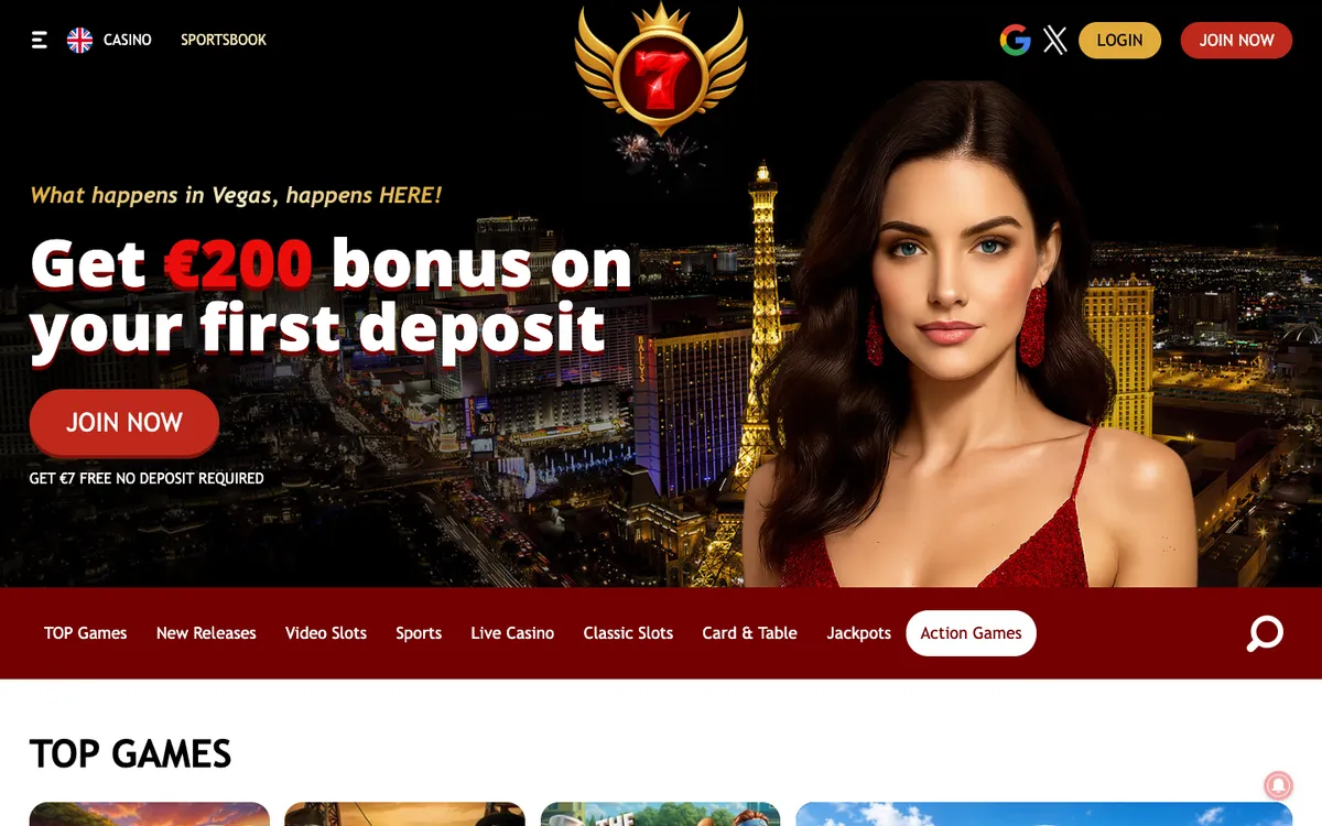 7Red Casino — Home page, captured from Slovenia