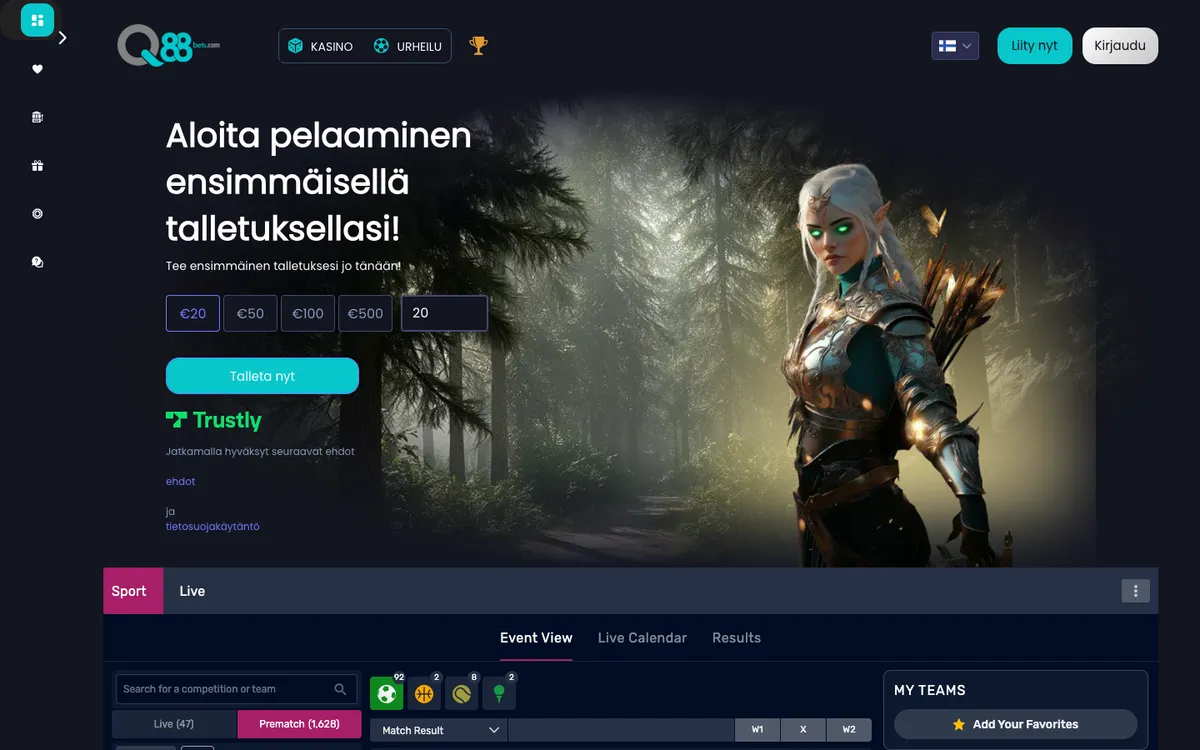 Q88Bets Casino — «Главная», снято из страны Финляндия