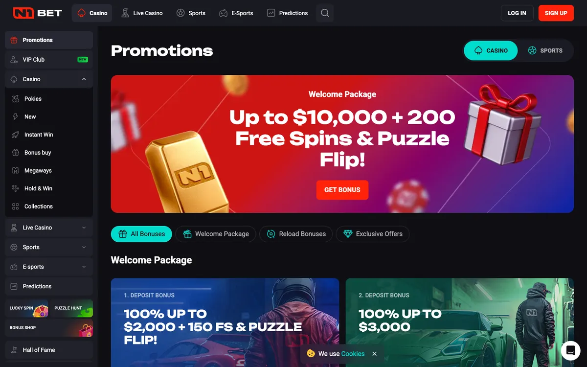 N1Bet Casino — Promotions, captured from Australia