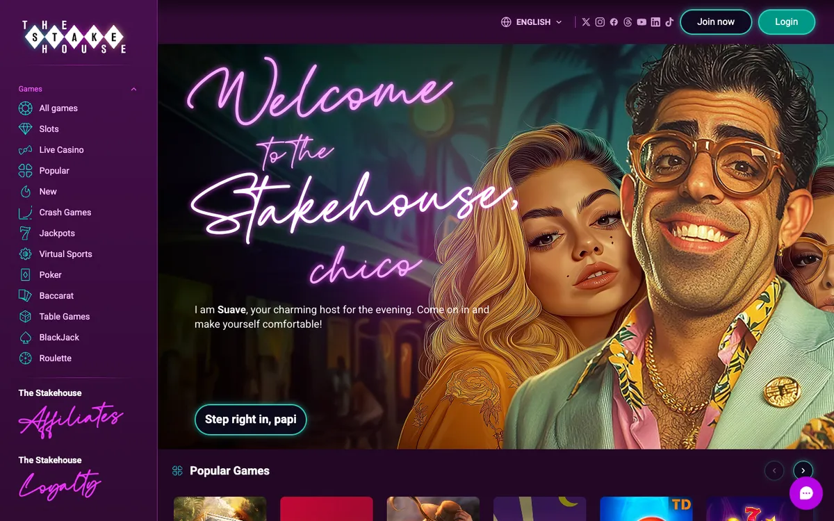 TheStakeHouse Casino — Home page, captured from Australia