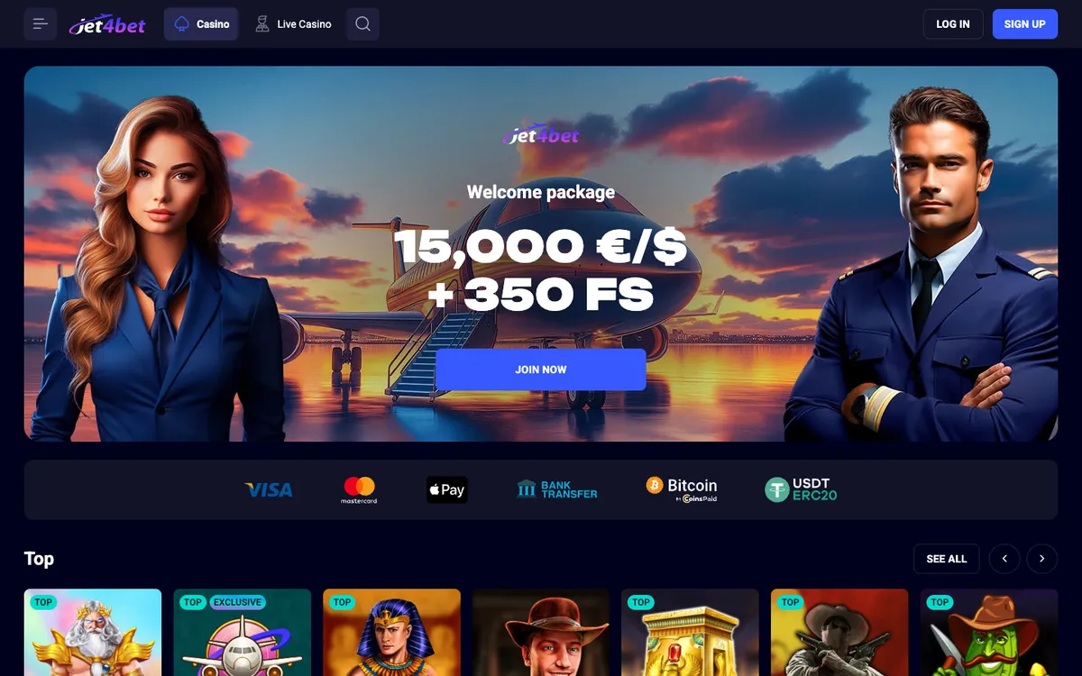 Jet4bet Casino — Home page, captured from Japan