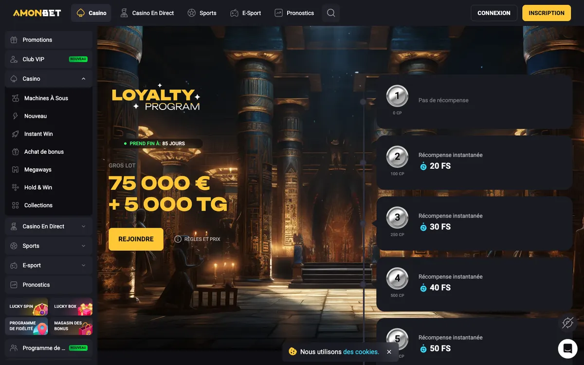 Amonbet Casino — Sign-up, captured from France