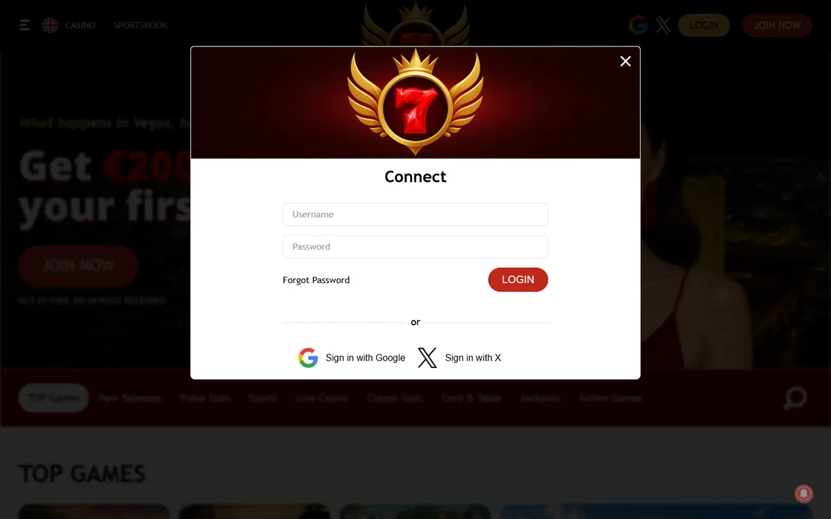 7Red Casino — Sign-up, captured from Canada