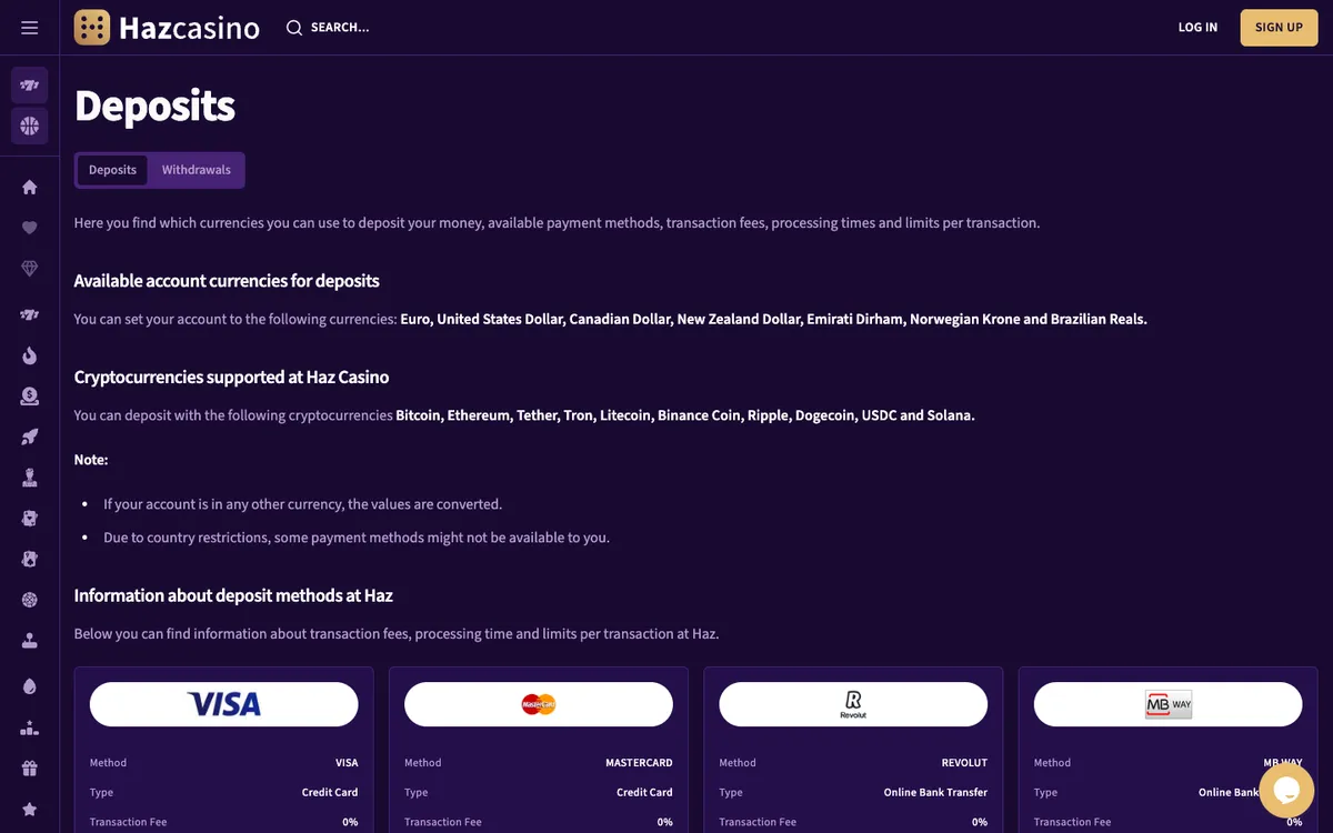Haz Casino — «Платежи», снято из страны Австрия