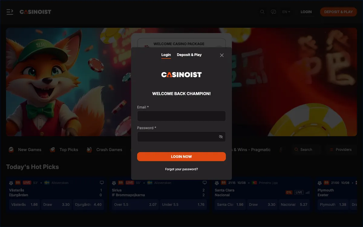 Casinoist Casino — Sign-up, captured from Finland