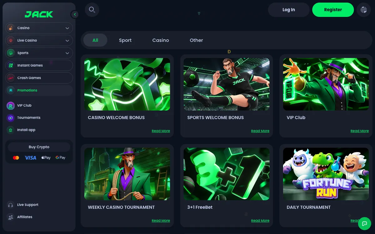 Jack.com Casino — Promotions, captured from Australia