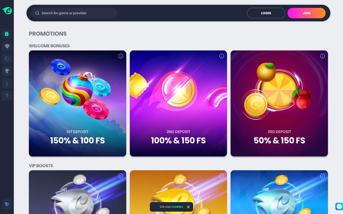 CrocoSlots Casino — Promotions, captured from Australia