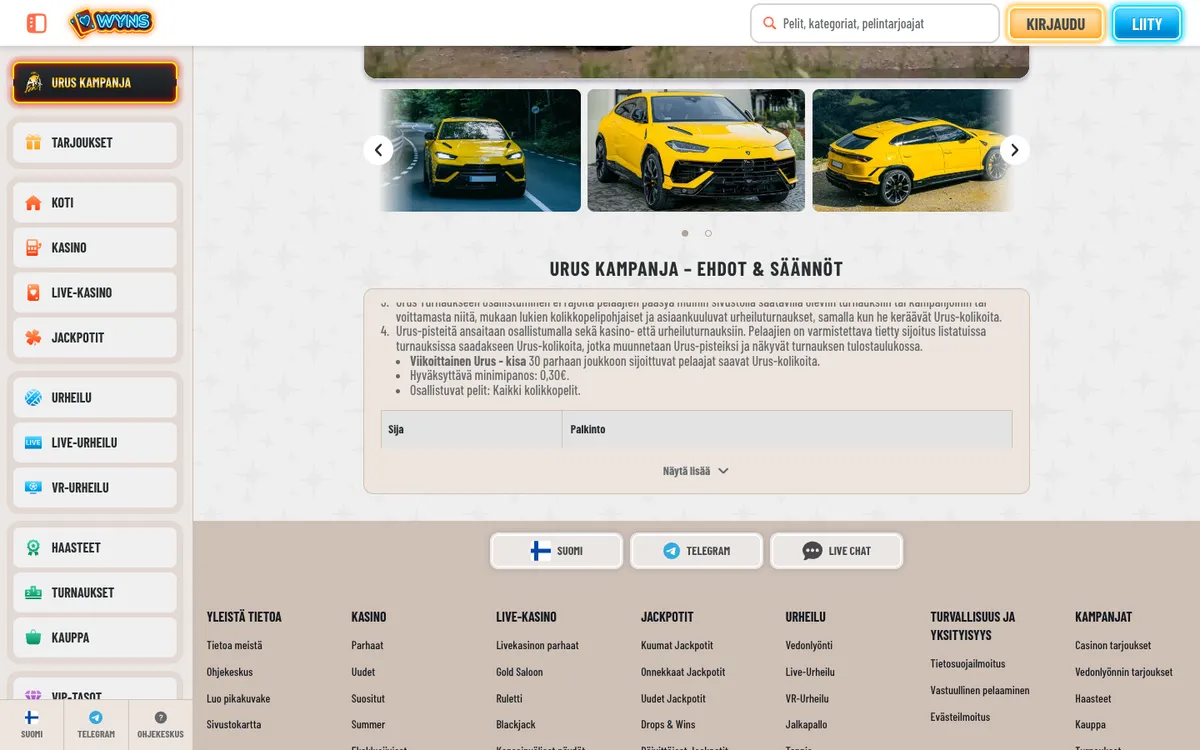 Wyns Casino — «Акции», снято из страны Финляндия