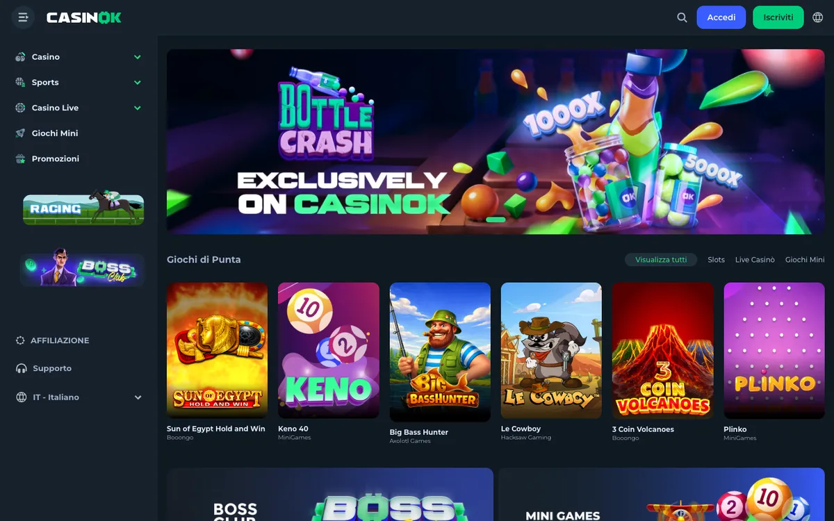 CasinOK — Home page, captured from Italy