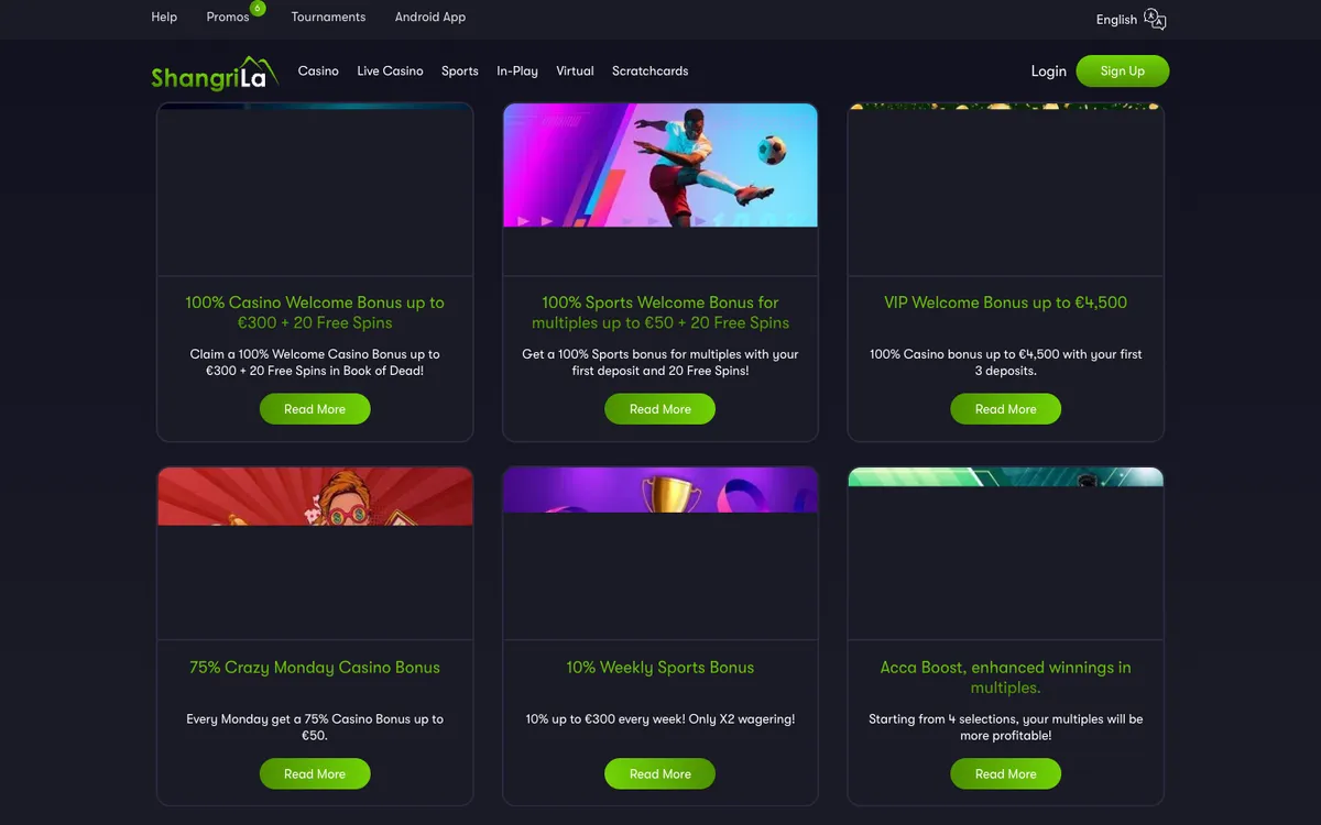 Shangri La Casino — Promotions, captured from Canada