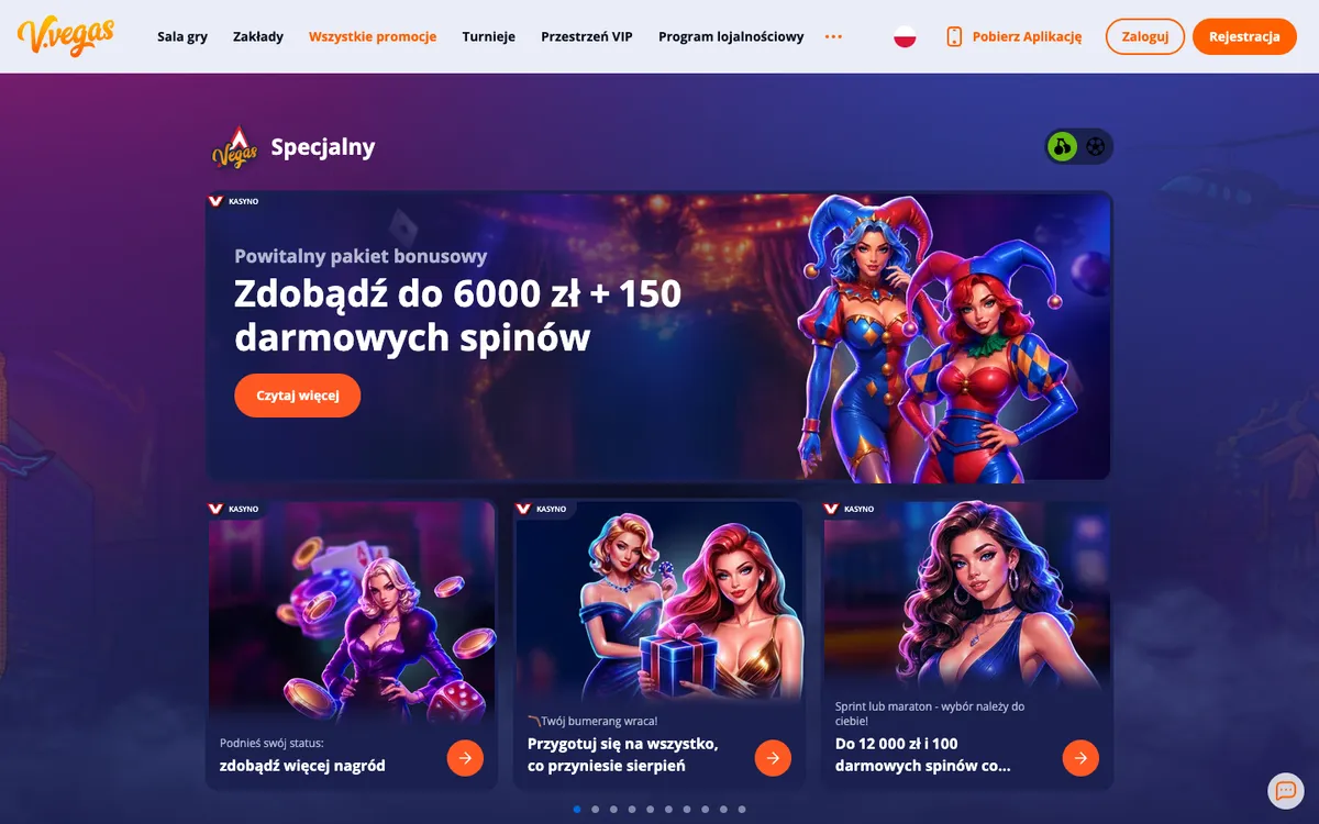 V.Vegas Casino — «Акции», снято из страны Польша