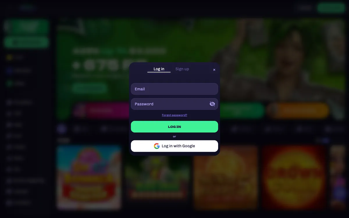 Winberry Casino — Sign-up, captured from Austria