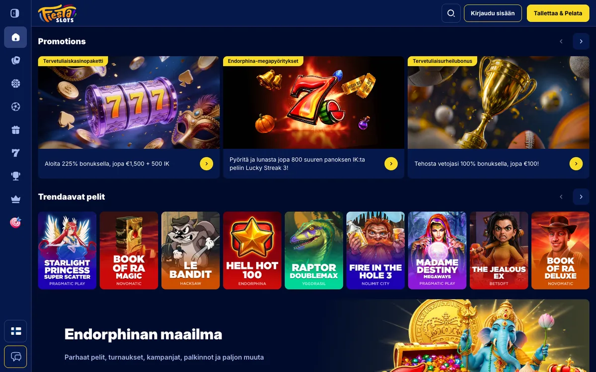 Fiesta Slots Casino — Home page, captured from Finland