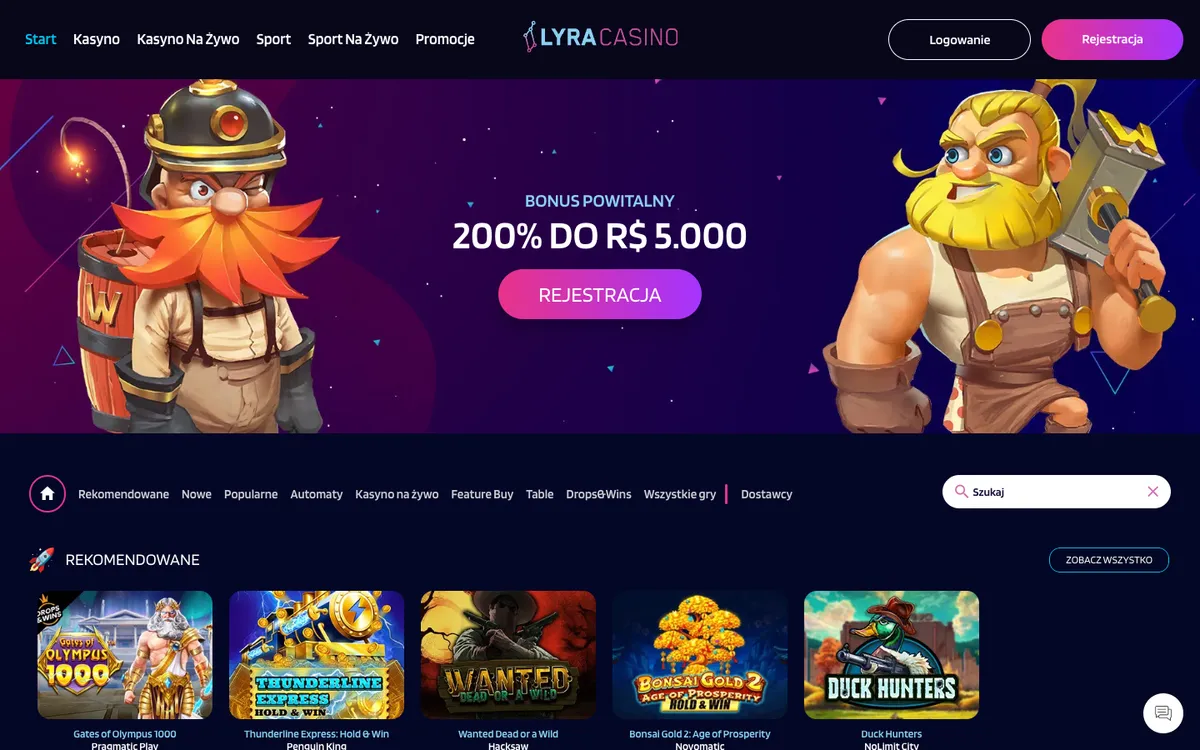 LyraCasino — Home page, captured from Poland