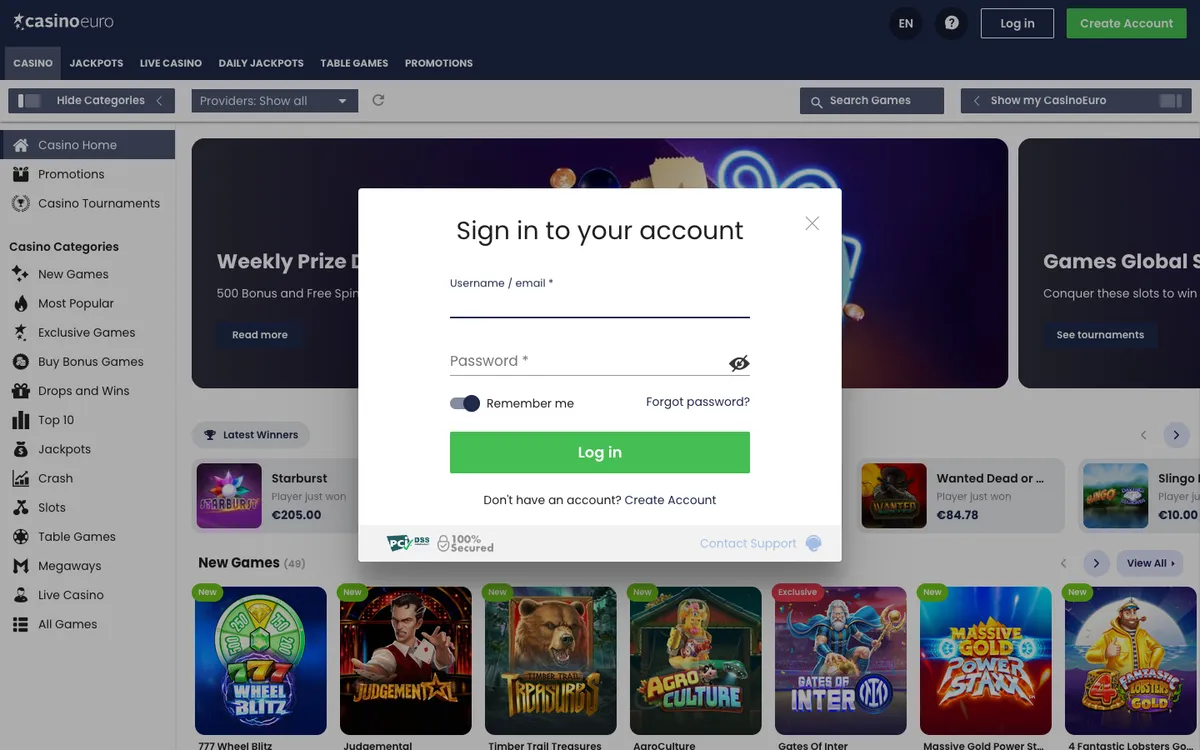 CasinoEuro — Sign-up, captured from Brazil