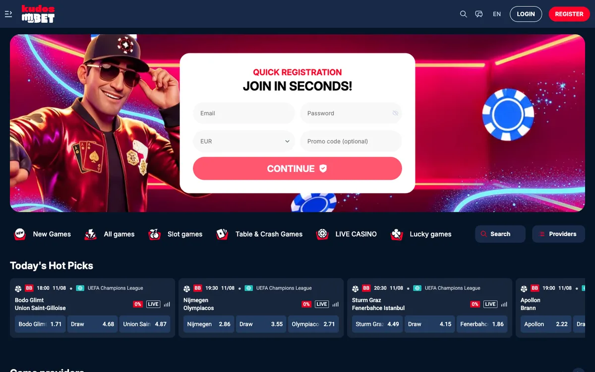 Kudosbet Casino — Home page, captured from Australia