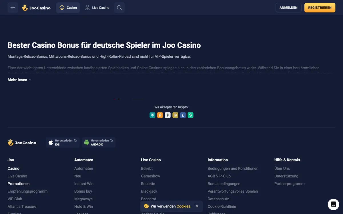 Joo Casino — Promotions, captured from Germany
