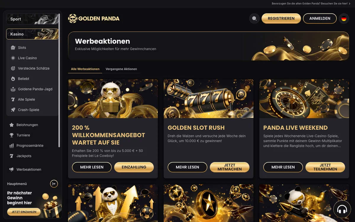Golden Panda Casino — Promotions, captured from Germany