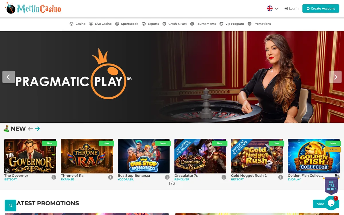 Merlin Casino — Home page, captured from Australia