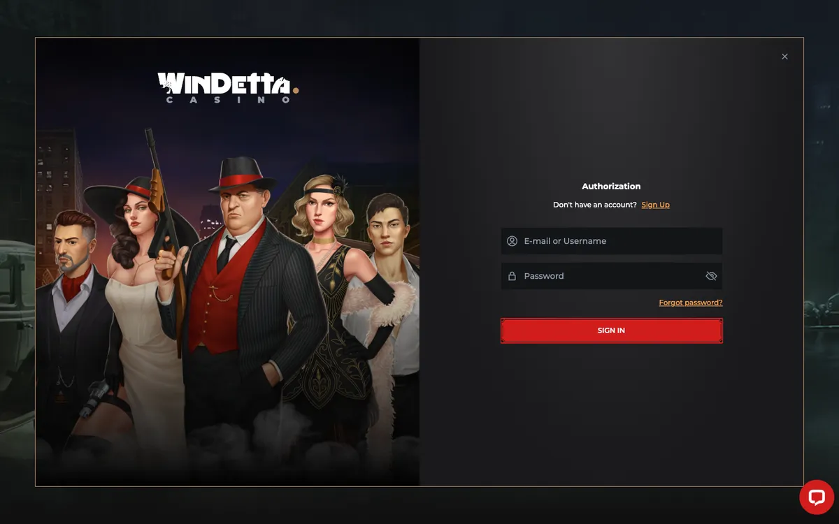 Windetta Casino — «Регистрация», снято из страны Норвегия
