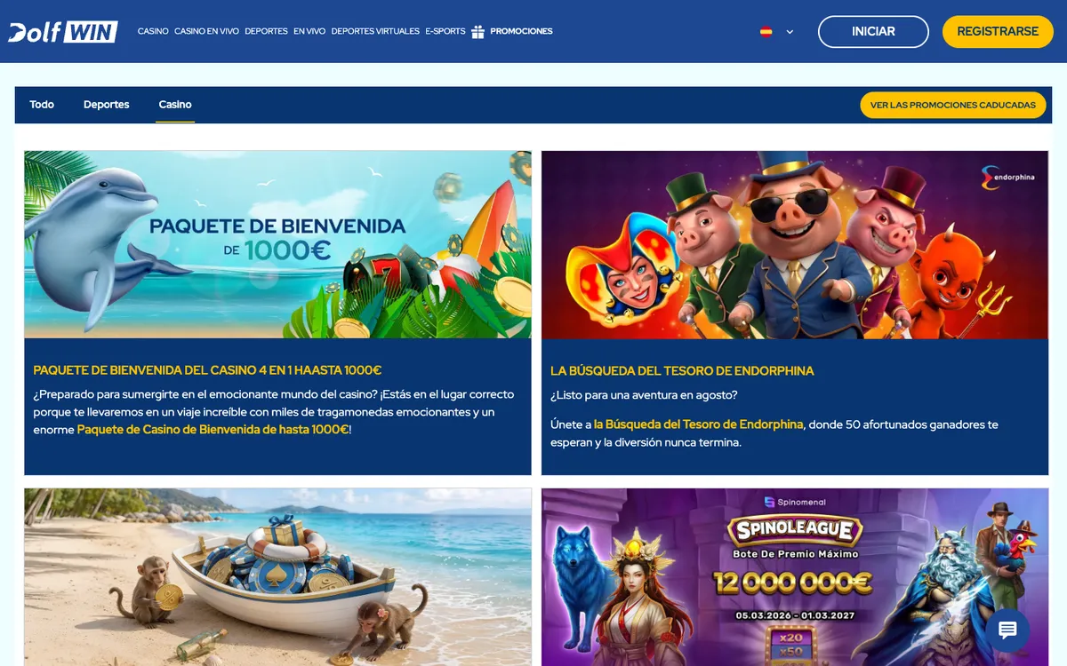 Dolfwin Casino — Promotions, captured from Argentina