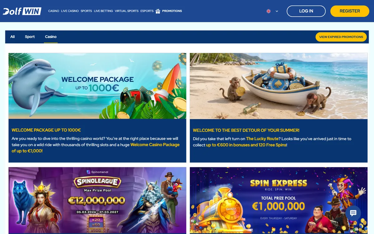 Dolfwin Casino — «Акции», снято из страны Южно-Африканская Республика