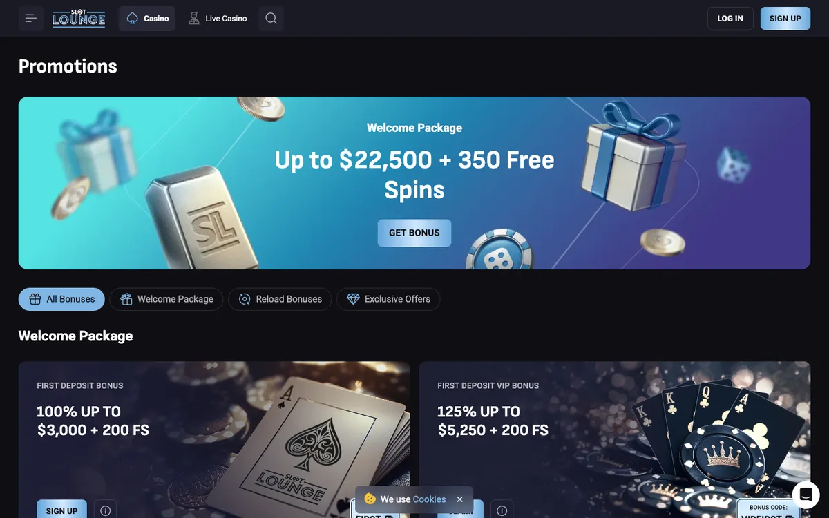 SlotLounge Casino — Promotions, captured from Australia