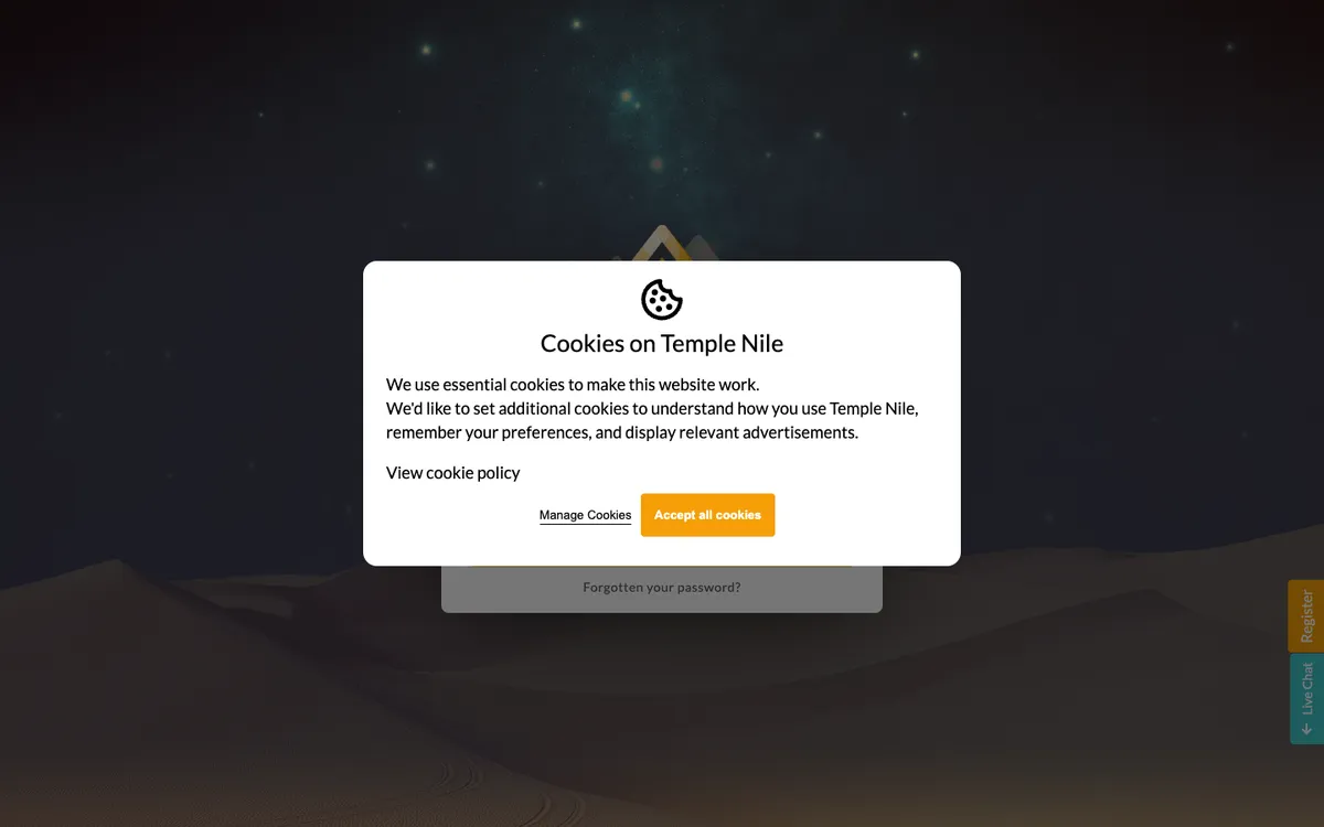 Temple Nile Casino — Sign-up, captured from New Zealand