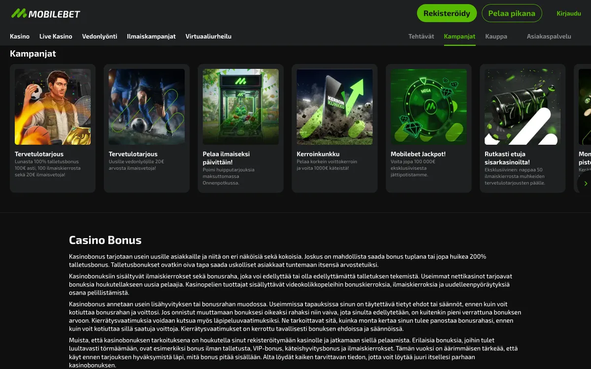 Mobilebet — Promotions, captured from Finland