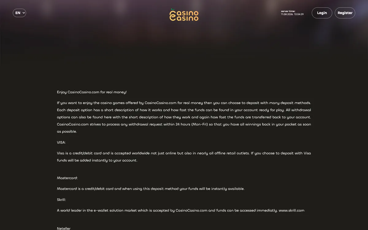 CasinoCasino — Payments, captured from United Kingdom