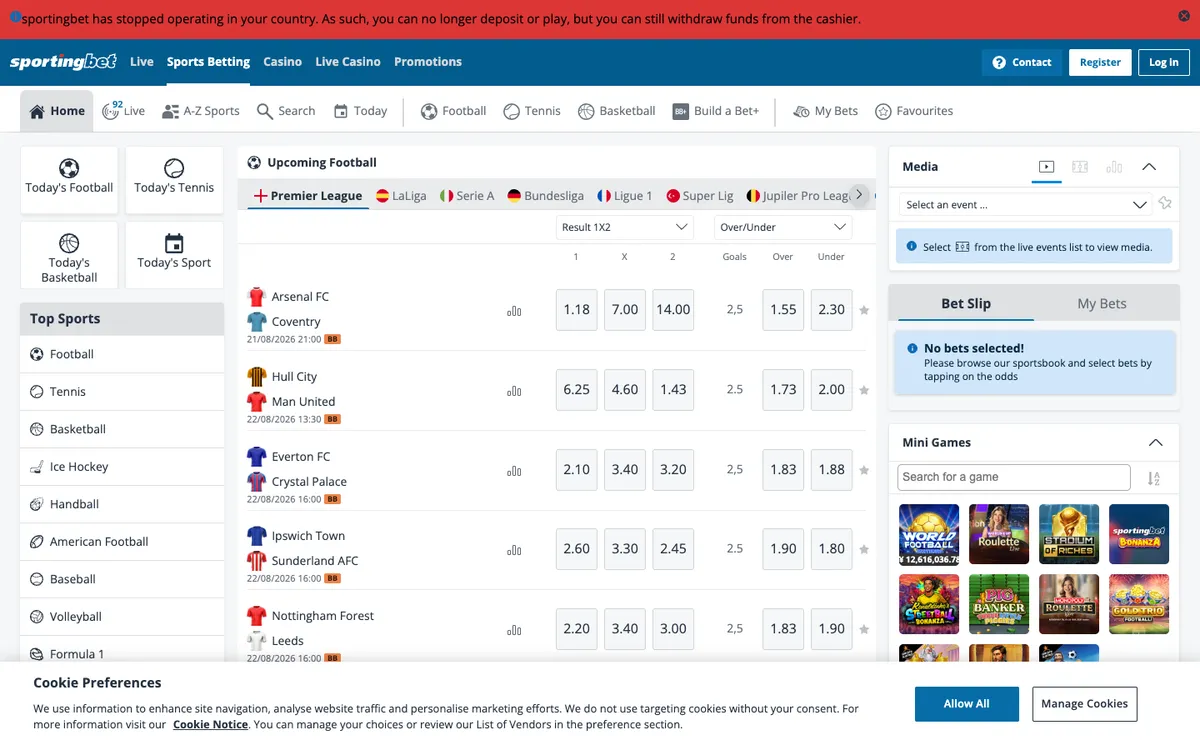 Sportingbet Casino — «Главная», снято из страны Япония