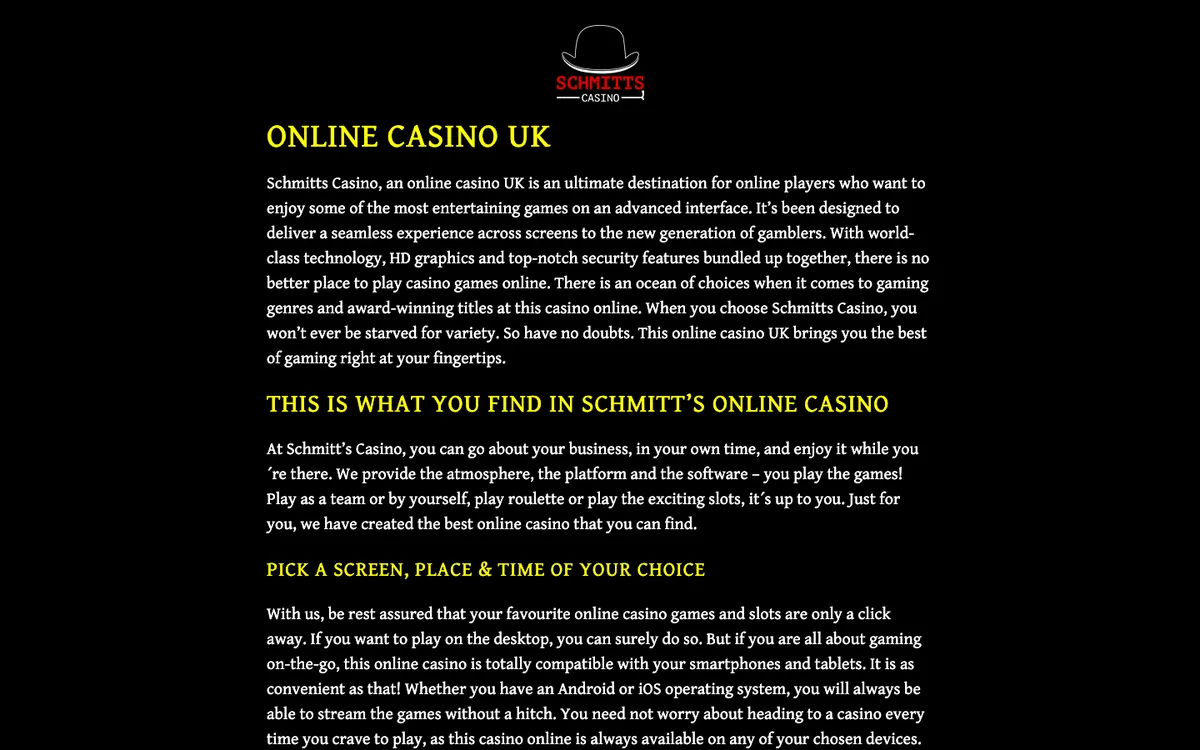 Schmitts Casino — «Главная», снято из страны Великобритания