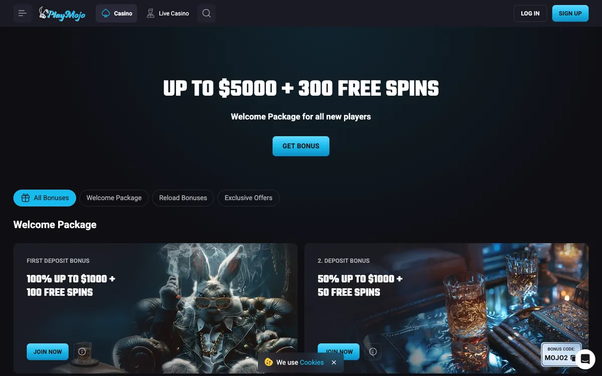 PlayMojo Casino — «Акции», снято из страны Австралия