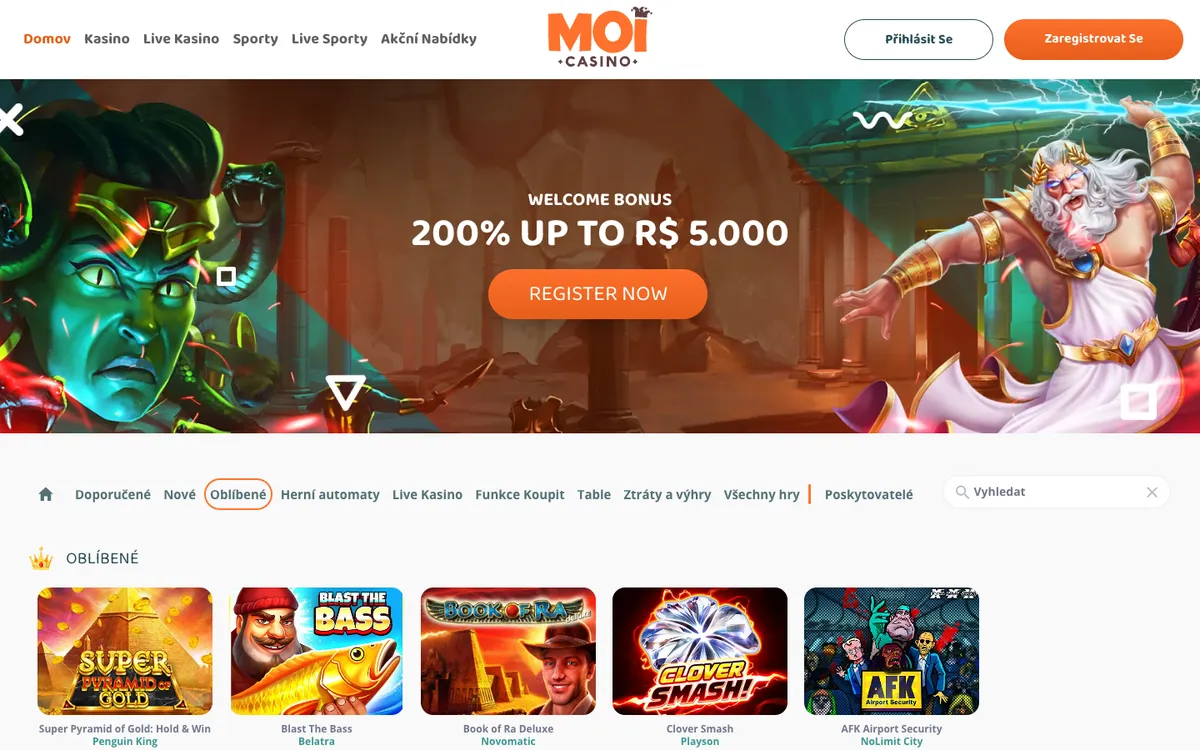 MoiCasino — Promotions, captured from Czechia