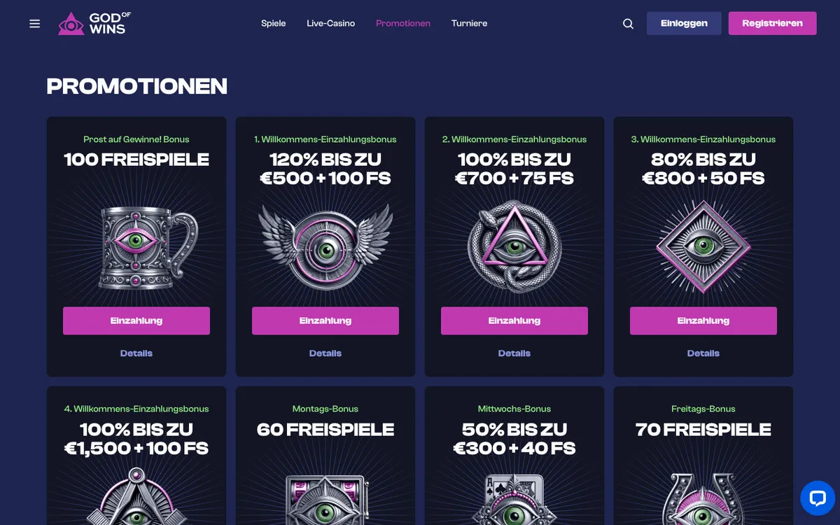 God of Wins Casino — «Акции», снято из страны Австрия