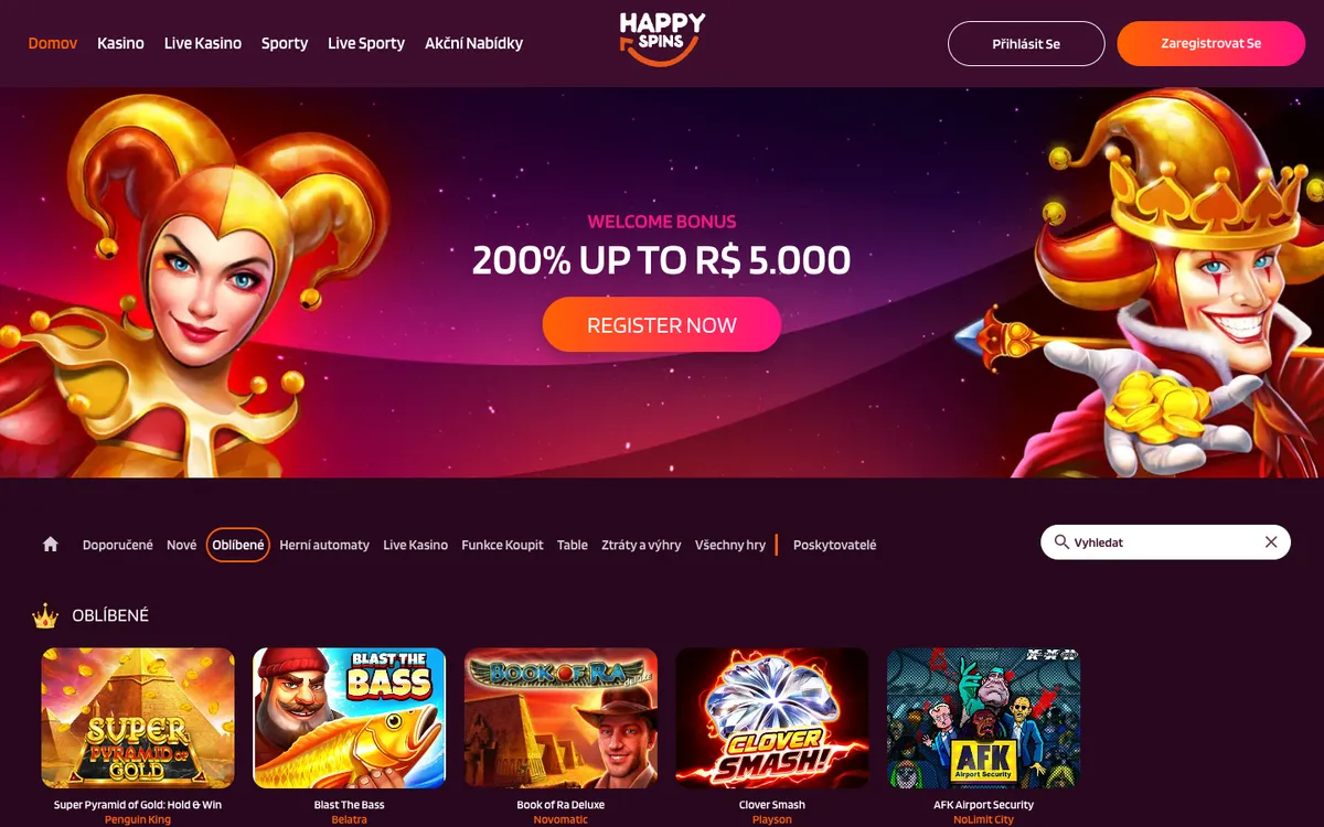 HappySpins Casino — Promotions, captured from Czechia