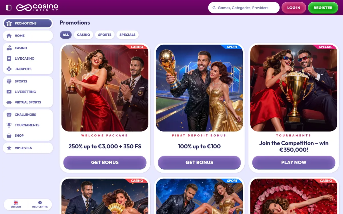 Casino Infinity — «Акции», снято из страны Нигерия