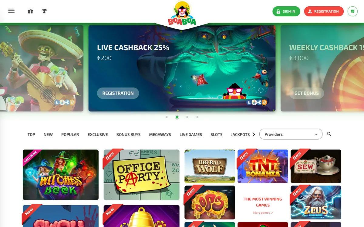 Boaboa Casino — «Главная», снято из страны Нигерия