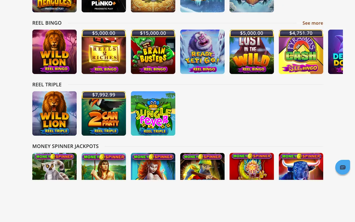 Bingo Cafe Casino — Home page, captured from Austria