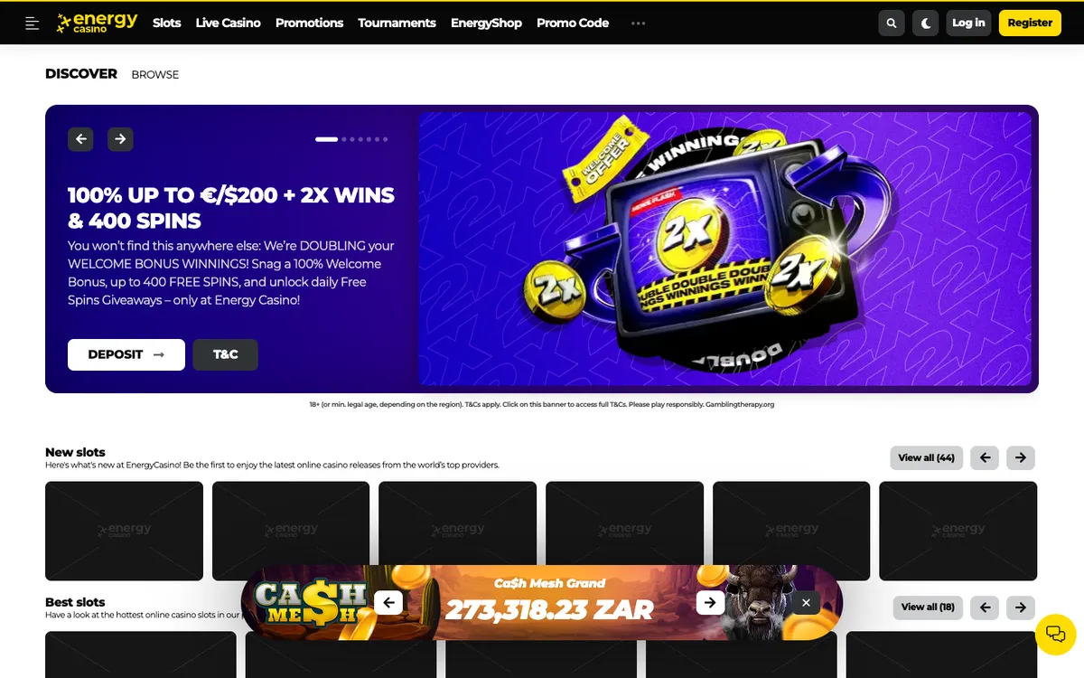 EnergyCasino — «Главная», снято из страны Южно-Африканская Республика