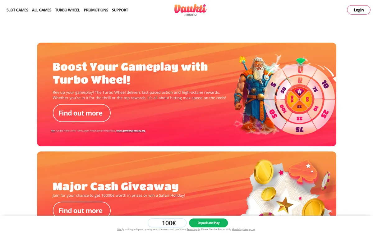 Vauhti Casino — Promotions, captured from Finland