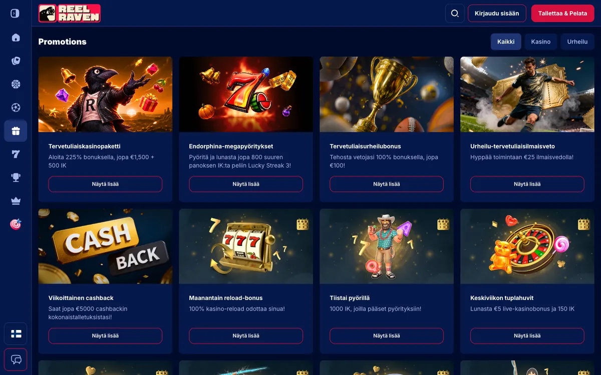 Reel Raven Casino — Promotions, captured from Finland