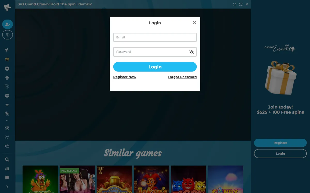 Casino Estrella — «Регистрация», снято из страны Канада
