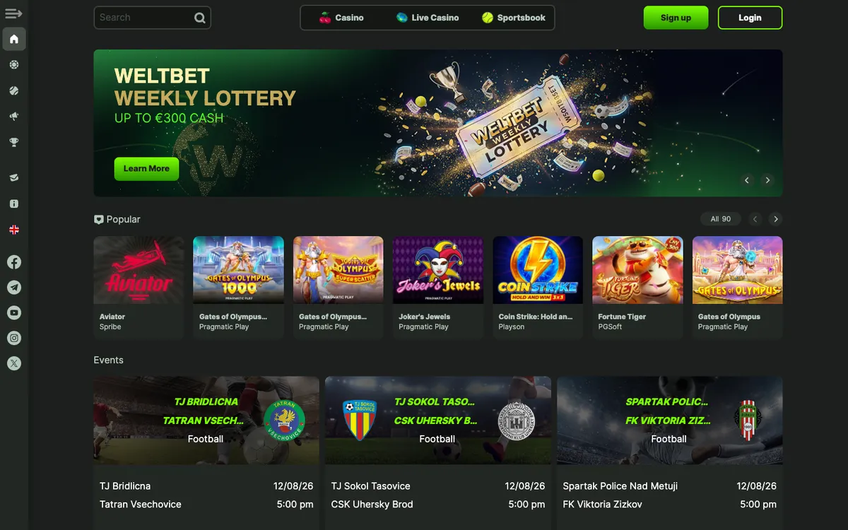 WeltBet Casino — «Главная», снято из страны Венгрия