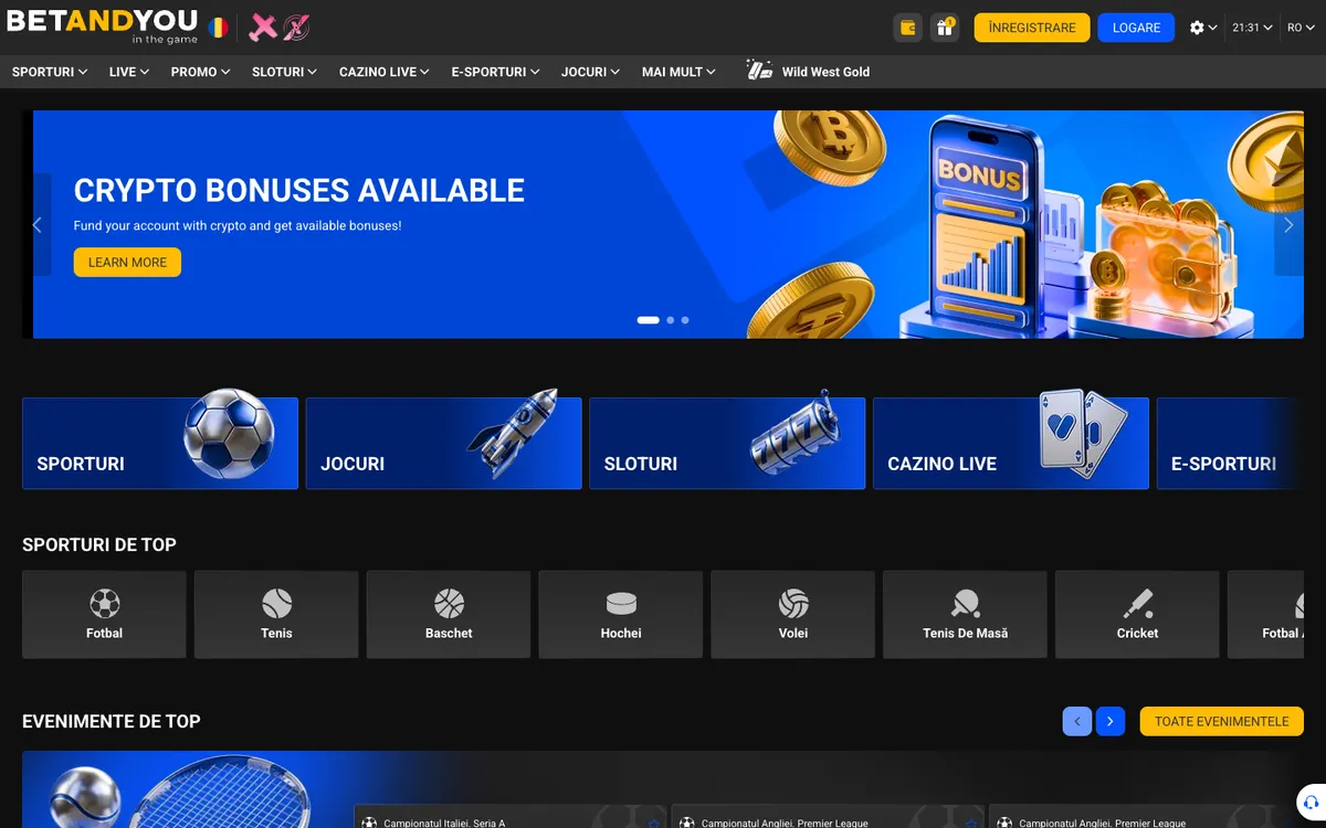 Betandyou Casino — Home page, captured from Romania
