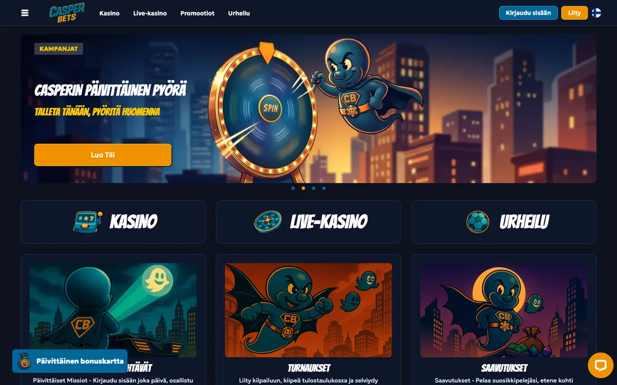 Casper Bets Casino — Home page, captured from Finland