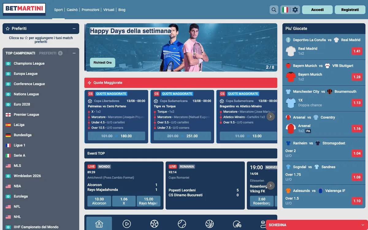 Betmartini Casino — Home page, captured from Poland