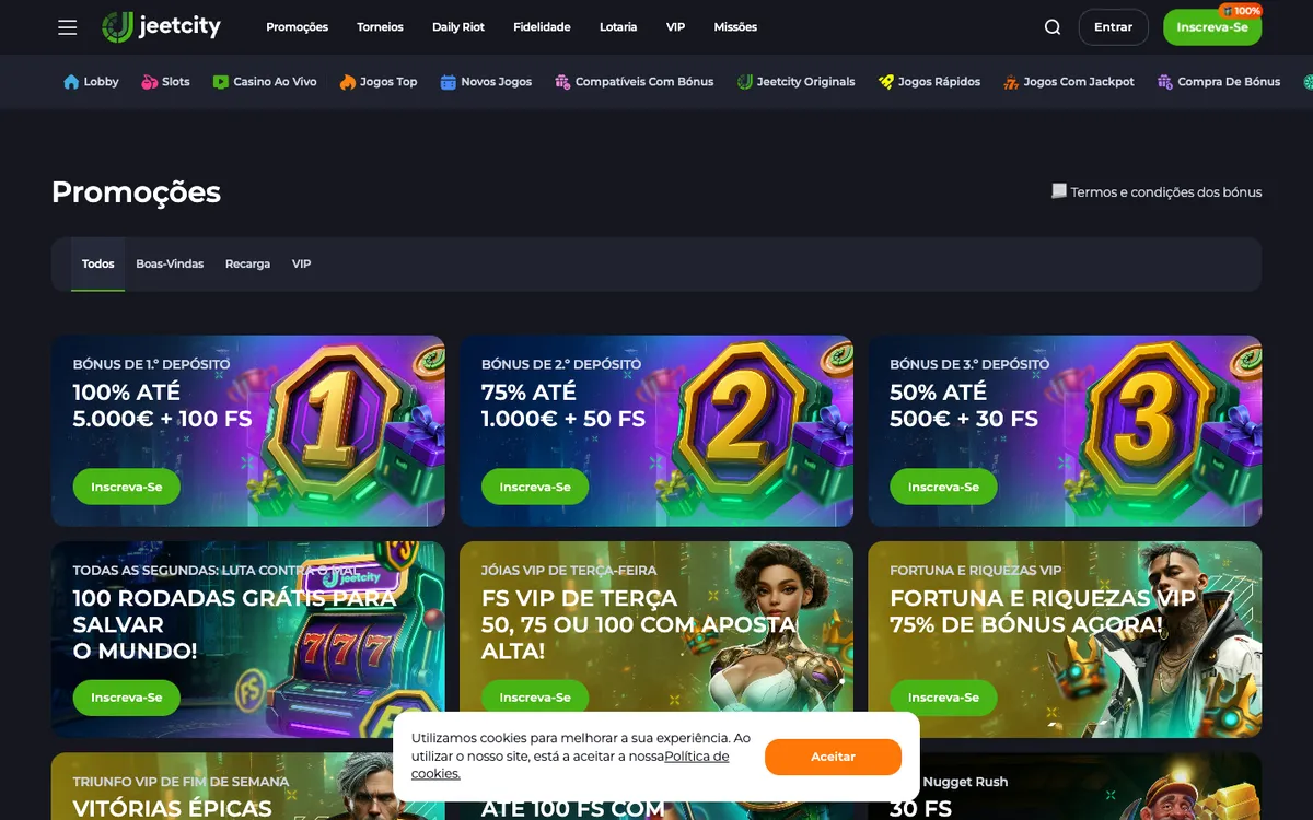 JeetCity Casino — Promotions, captured from Brazil